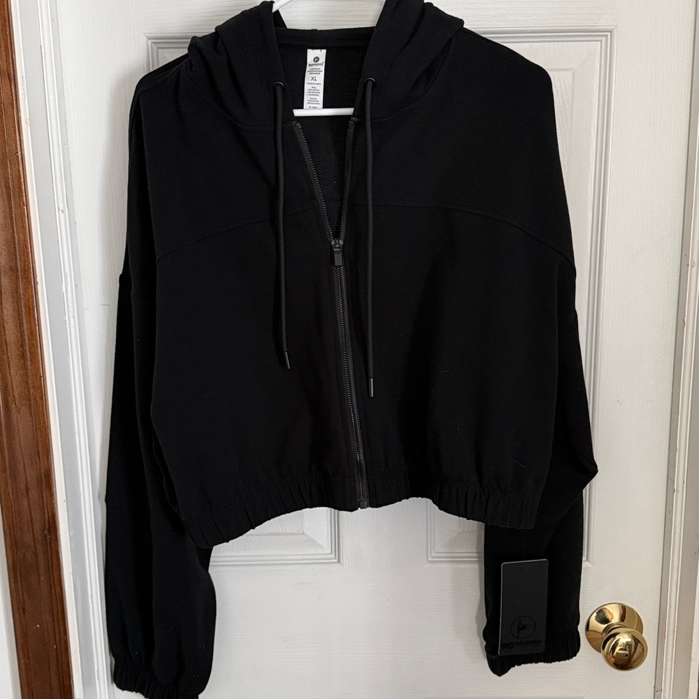 90 Degree By Reflex Cloud Plush Ludlow Zip Front Crop Hoodie